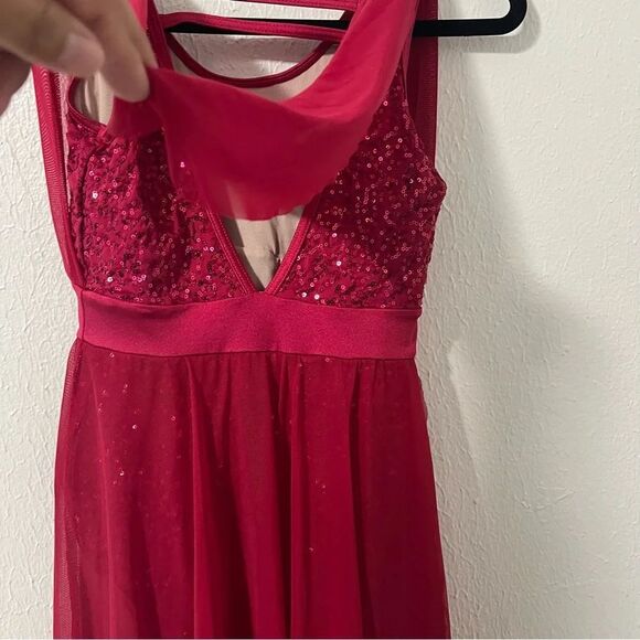 Weissman Baby Hold On LC Large (12-14) Red D13004 Sequin Performance Leotard EUC - Picture 6 of 9